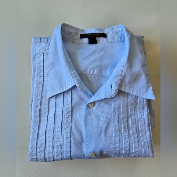 Louis Vuitton Other - Louis Vuitton Paris Pintuck Mens Button Down Shirt XL Blue